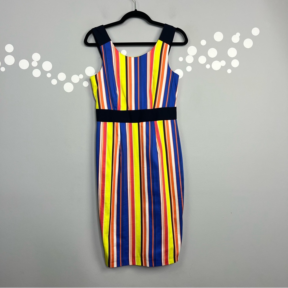 NWT Closet Striped Pencil Dress Size 4 Multicolor Contrast Wasit